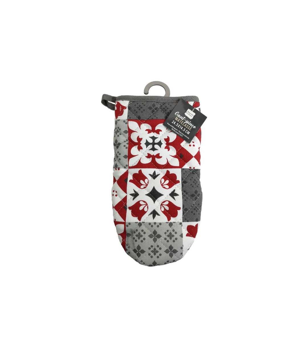 Gant de Cuisine Pince Credence 24cm Gris & Rouge