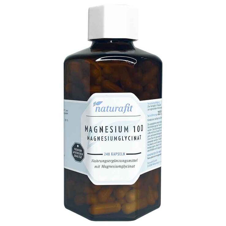 Naturafit Magnesium 100 mg Magnesiumglycinat Kapseln , 240 St