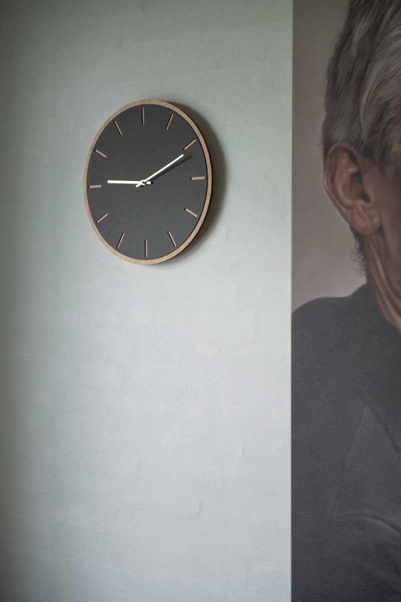 Hemverk  Nero Oak vægur, sort - Ø38 cm.