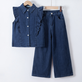 Easy style denim set - donkerblauw