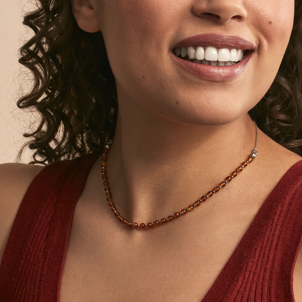 Collier Costin Argent Ambre
