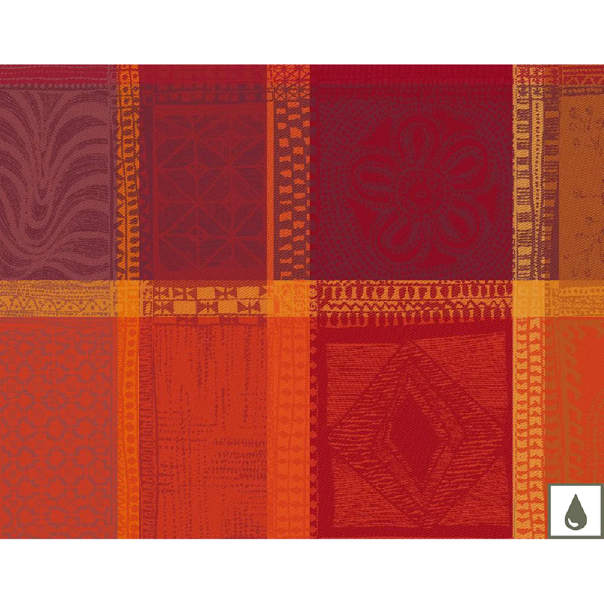 Set enduit imperméable pur coton rouge 40X50 Garnier Thiebaut