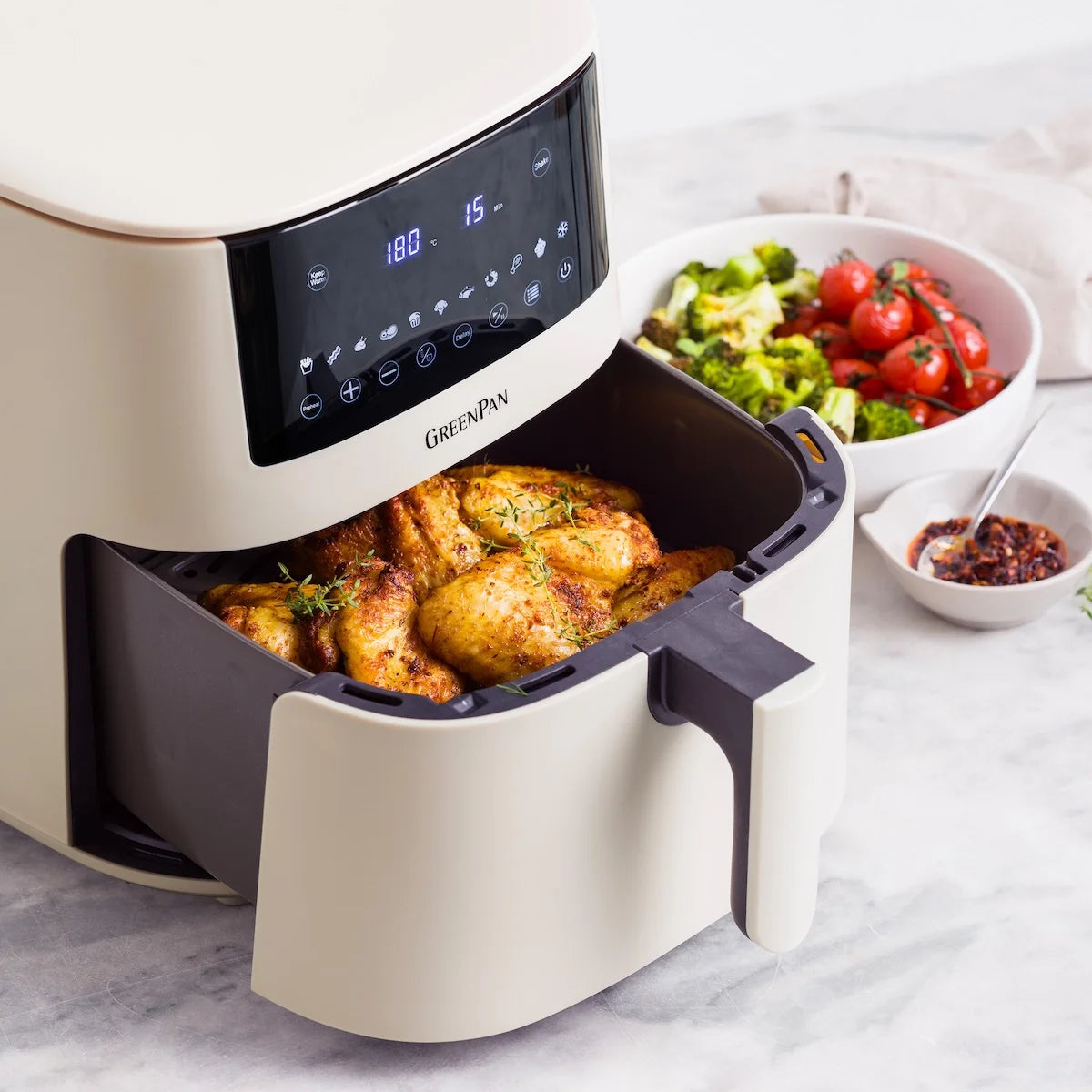 GreenPan Bistro XL Airfryer 7,2L - PFAS-vrij Crème