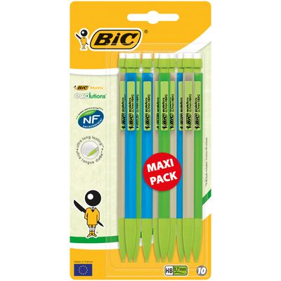 BIC Matic ECOlutions - Pack de 10 porte mines - HB - 0,7 mm - avec gomme