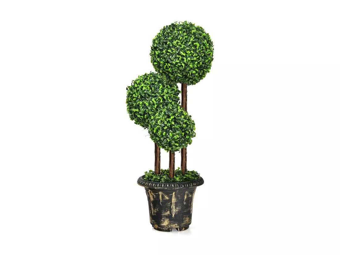 Plante Artificiel Arbuste avec Feuilles à l'aspect Authentique 90 CM Fausse Plante en Pot Plastique Décoration Interieur et Exterieur Arbre Artificiel Salon Balcon Chambre Bureau (Vert)