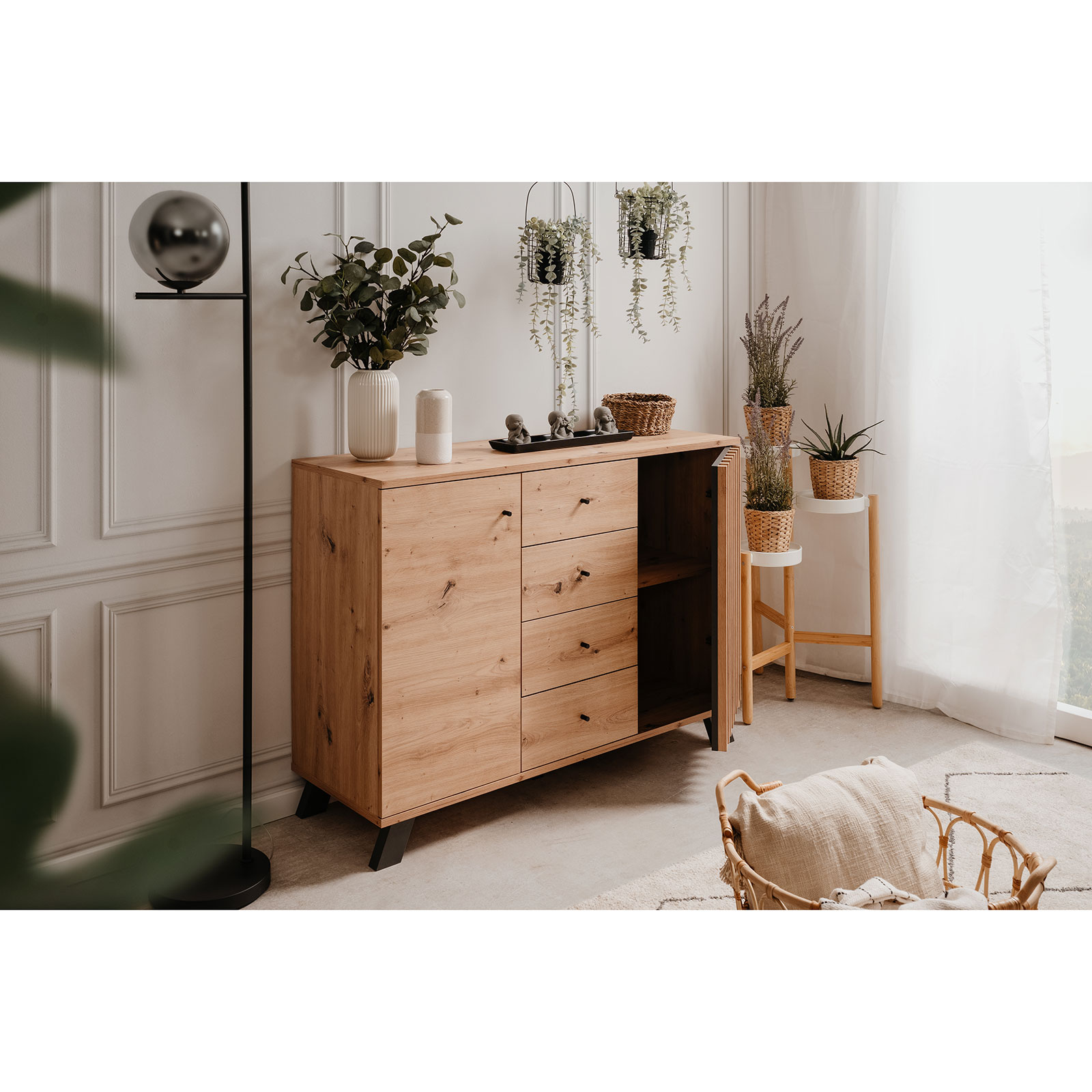 Kommode MEDAN - Artisan Eiche - anthrazit - 118 cm breit