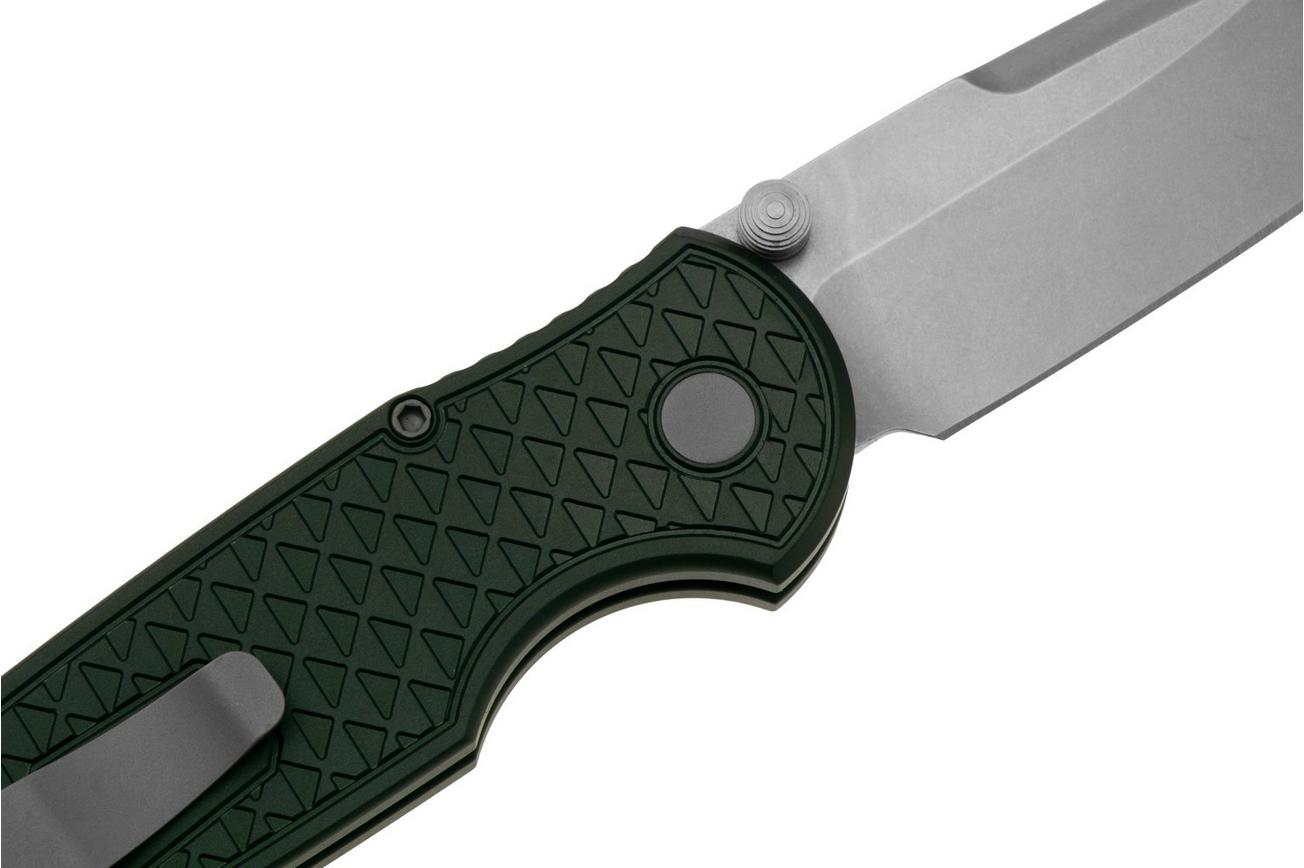 Pro-Tech TR-3 Integrity INT105-GREEN, Stonewashed S35VN, Relic Textured Green Aluminum, zakmes