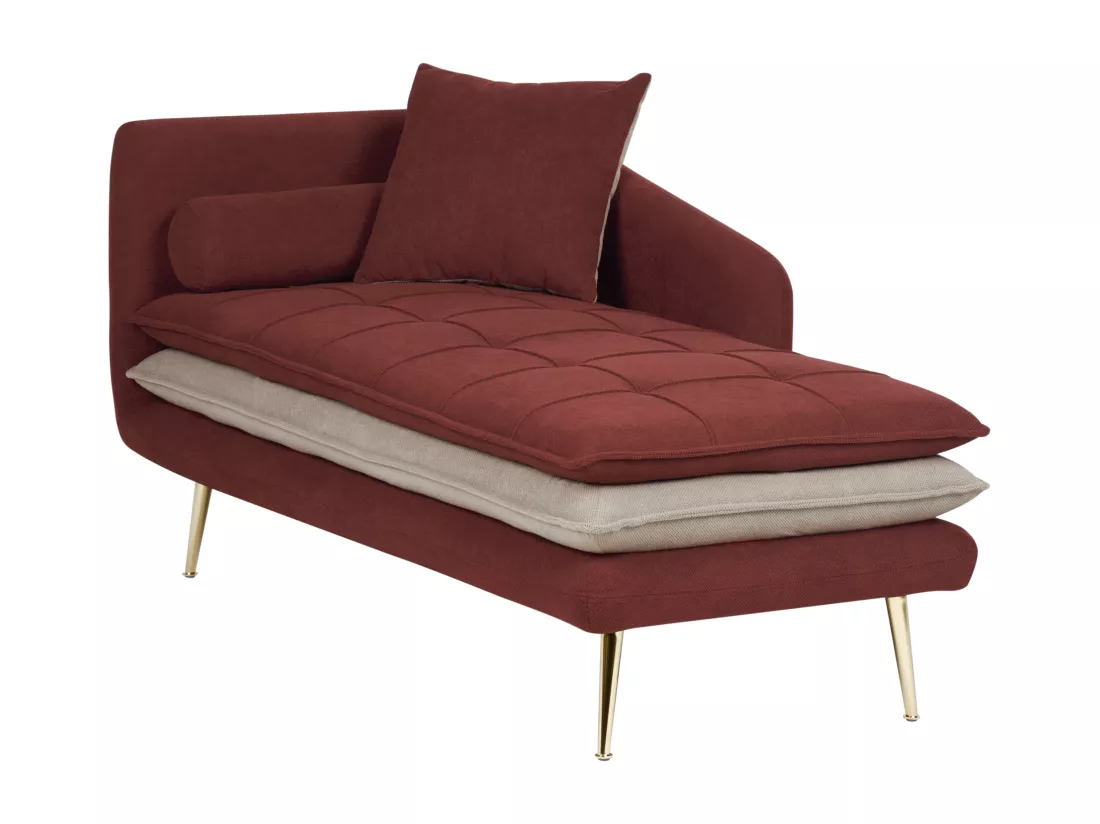 Chaise longue côté droite en tissu rouge GONESSE