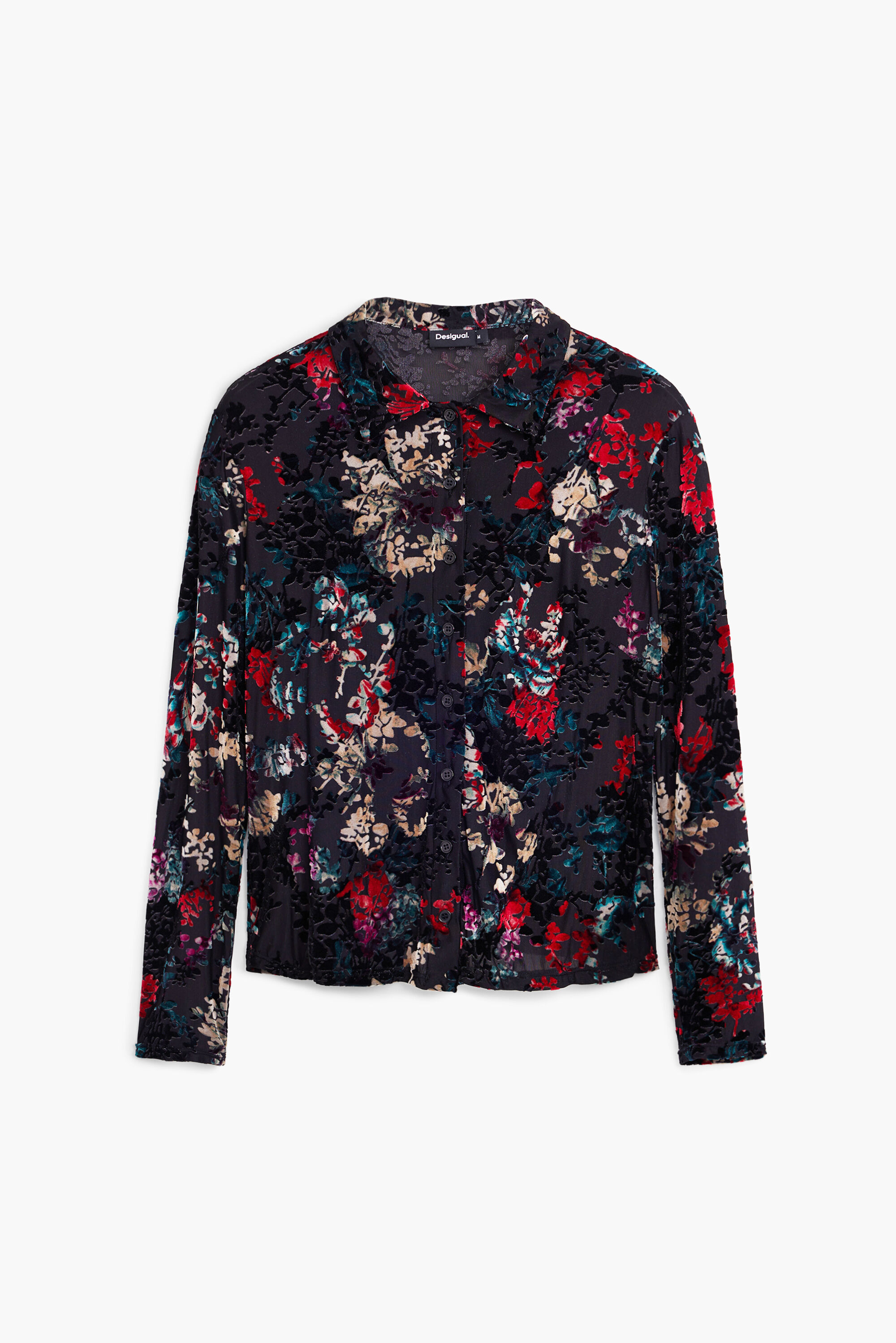 Camiseta de tule com estampa floral