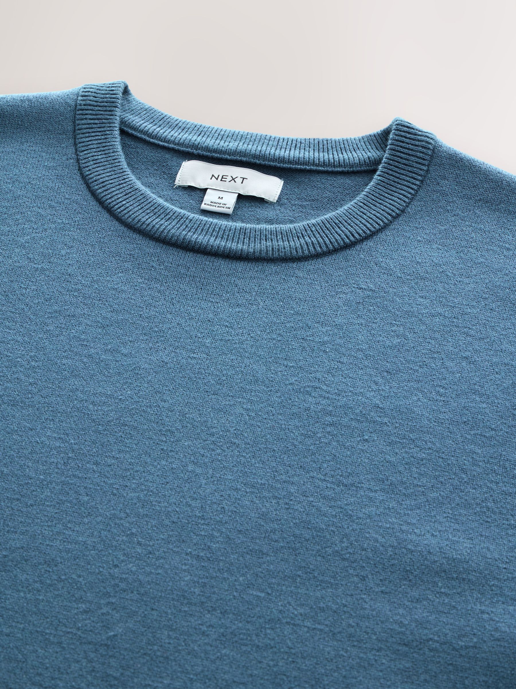 Blauw - Regular Fit Soft Touch Crew Neck Jumper
