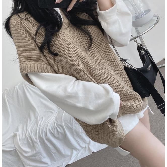 Cerauno - V-hals oversized trui/vest/ronde hals oversized trui/set