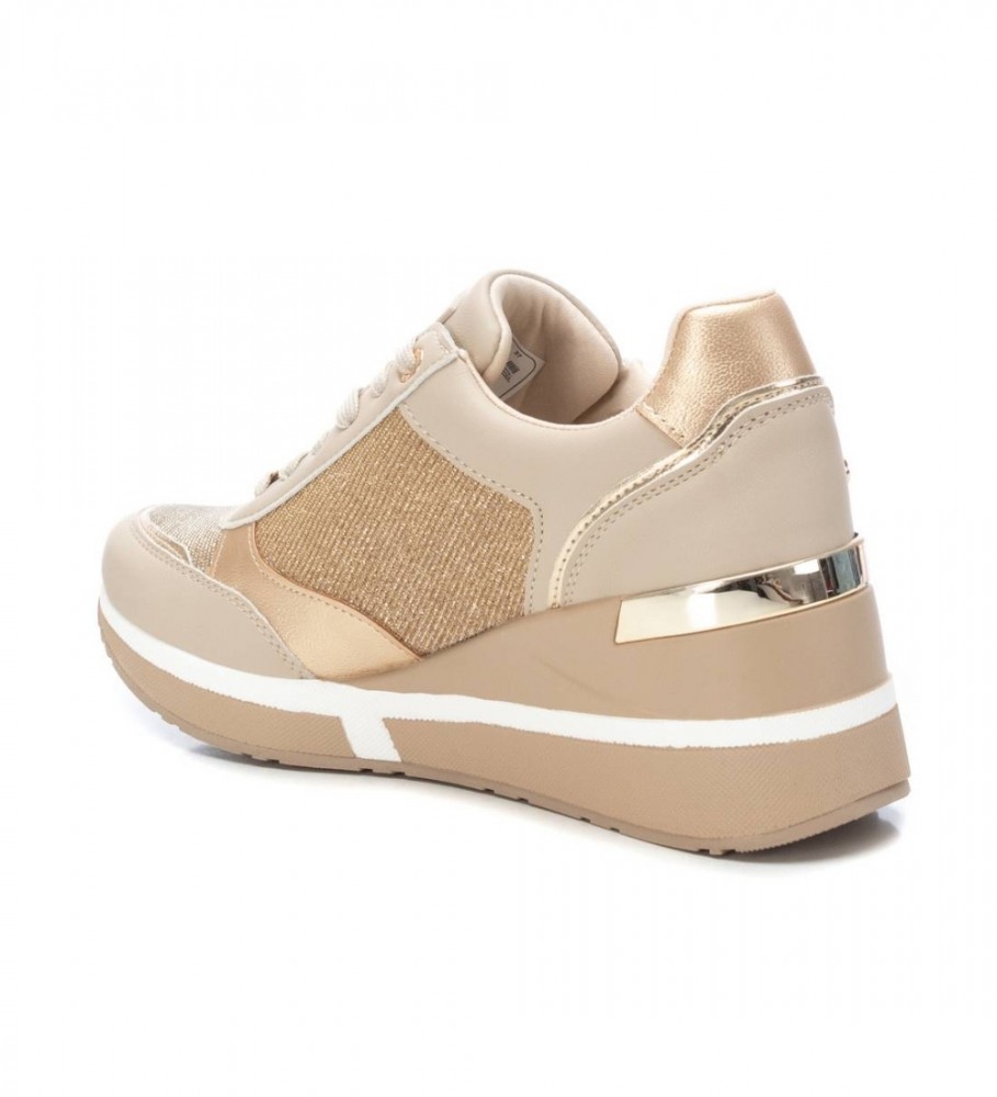 Tênis Xti 141710 bege - Salto plataforma de 6 cm -