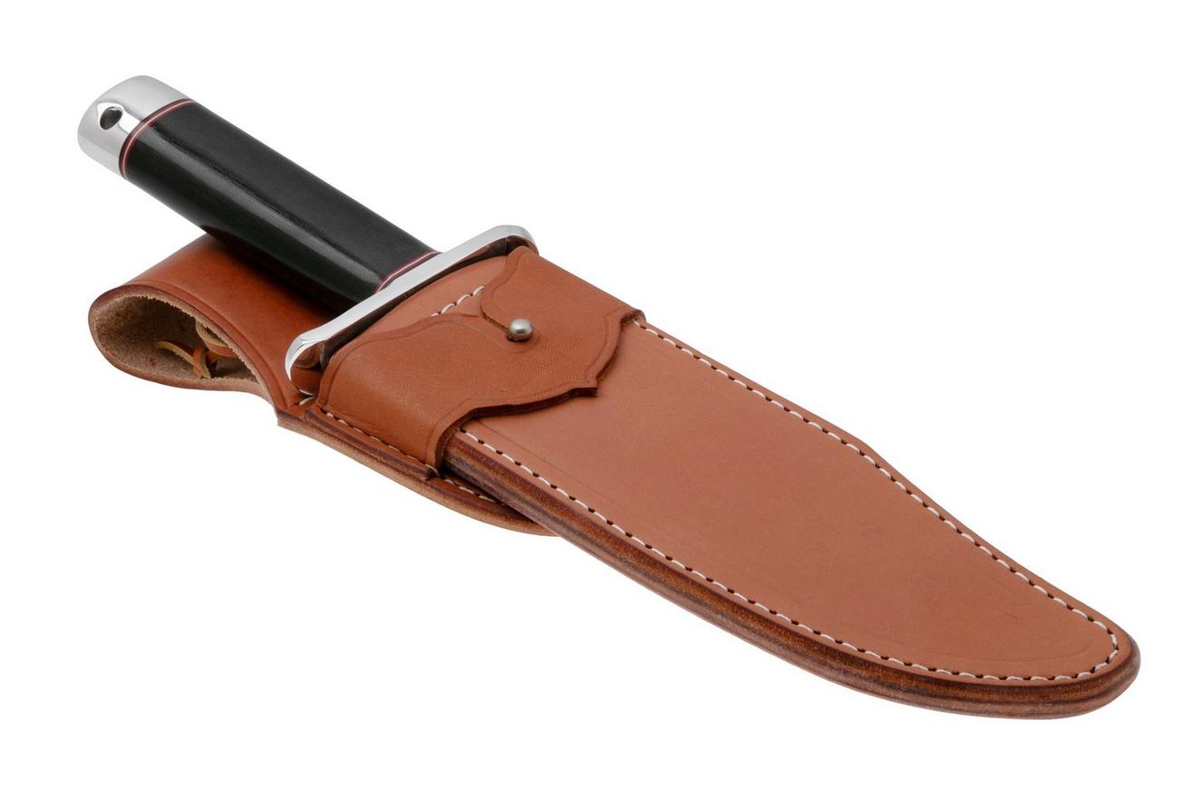Bark River V-44 Bowie A2 Black Canvas Micarta, Brass Double Quillion, bowie-mes