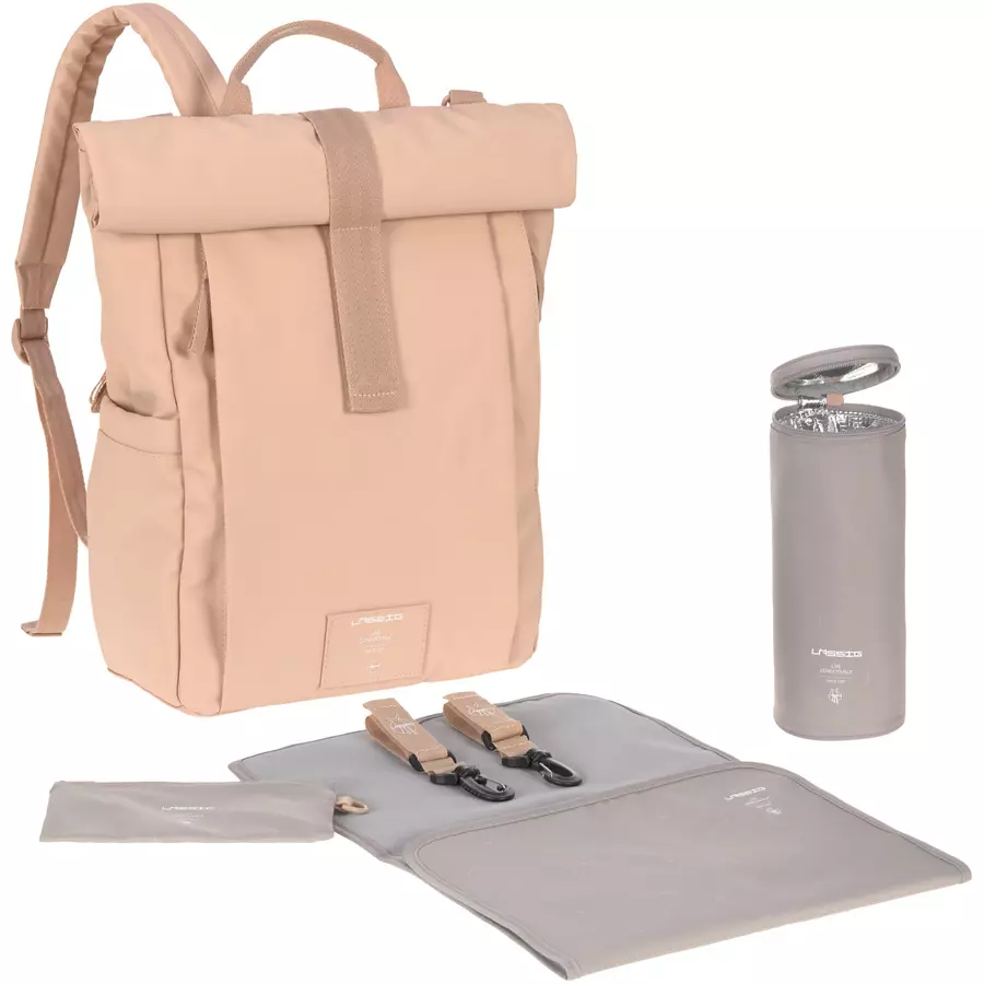 LÄSSIG Wickelrucksack Rolltop Up Backpack peach rose