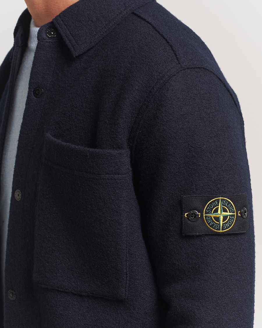 Stone Island Felted Wool Overshirt Navy