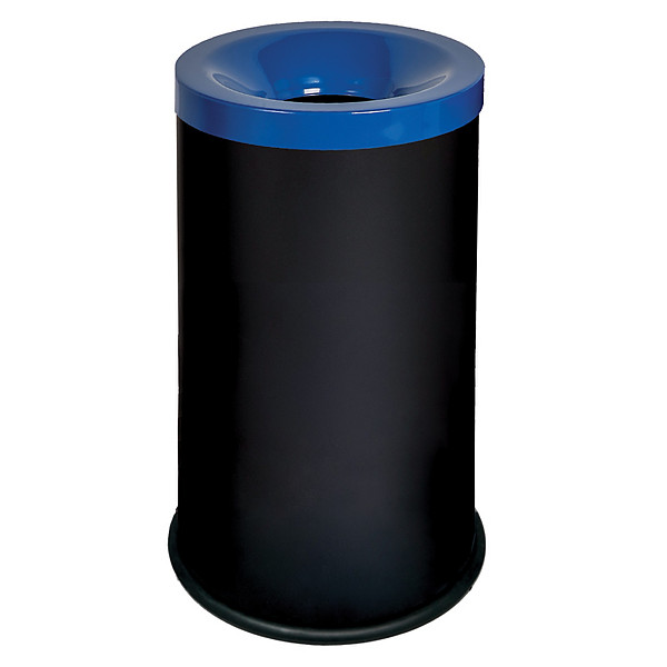 Corbeille anti-feu noire 50 litres couvercle bleu