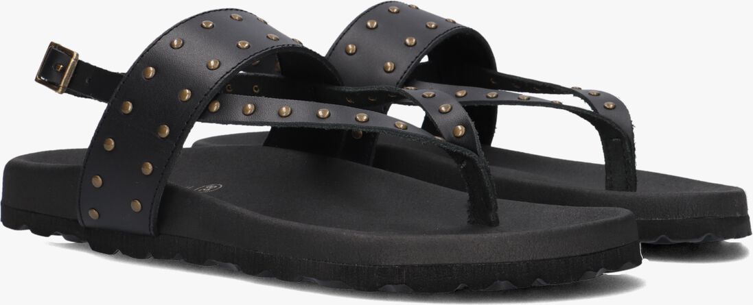 zwarte lina locchi sandalen led teenslip sandaal met studs