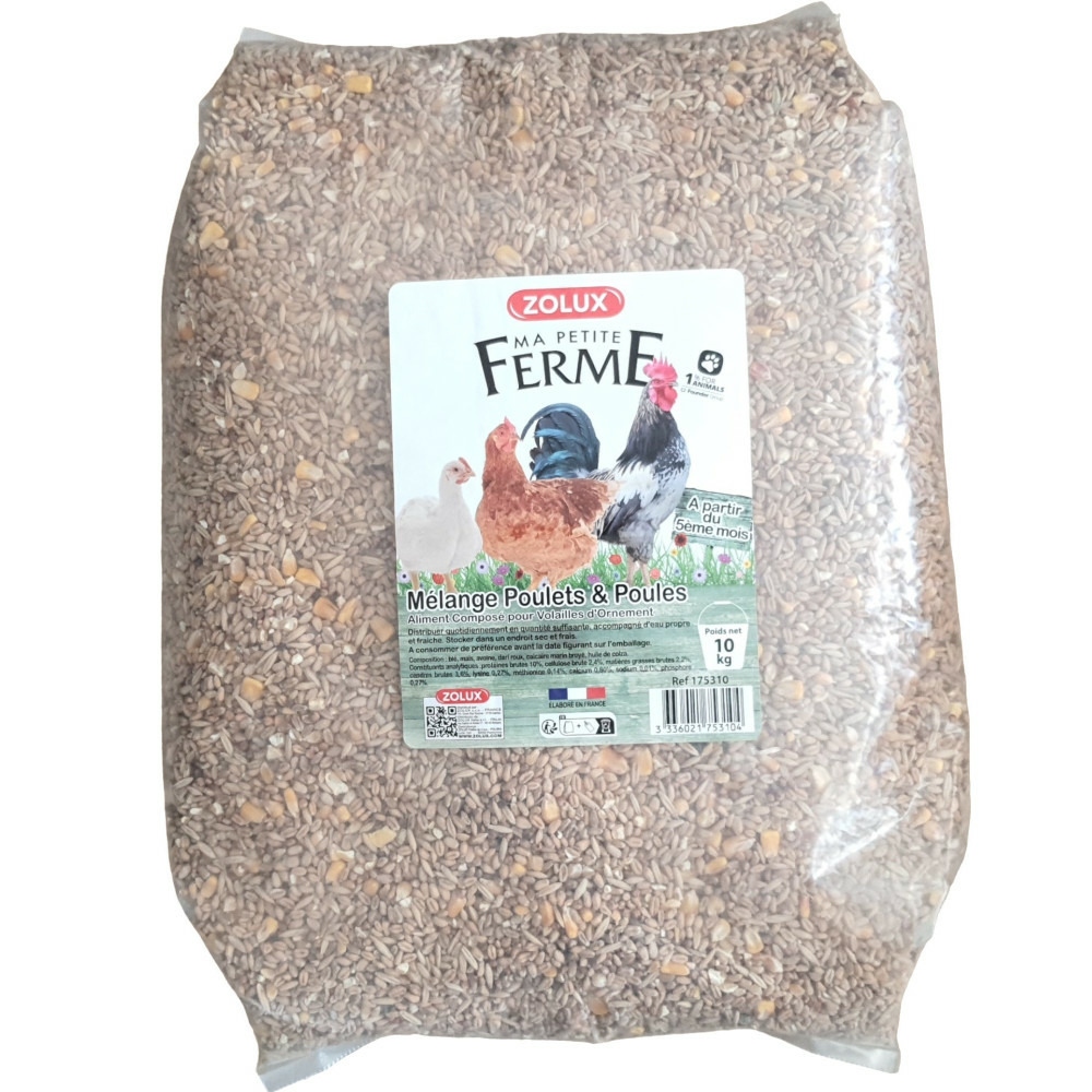 Aliment composé mélange poulets et poules 10 kg basse cour