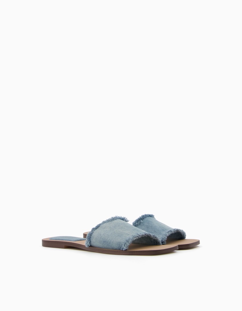 Sandálias rasteiras de denim