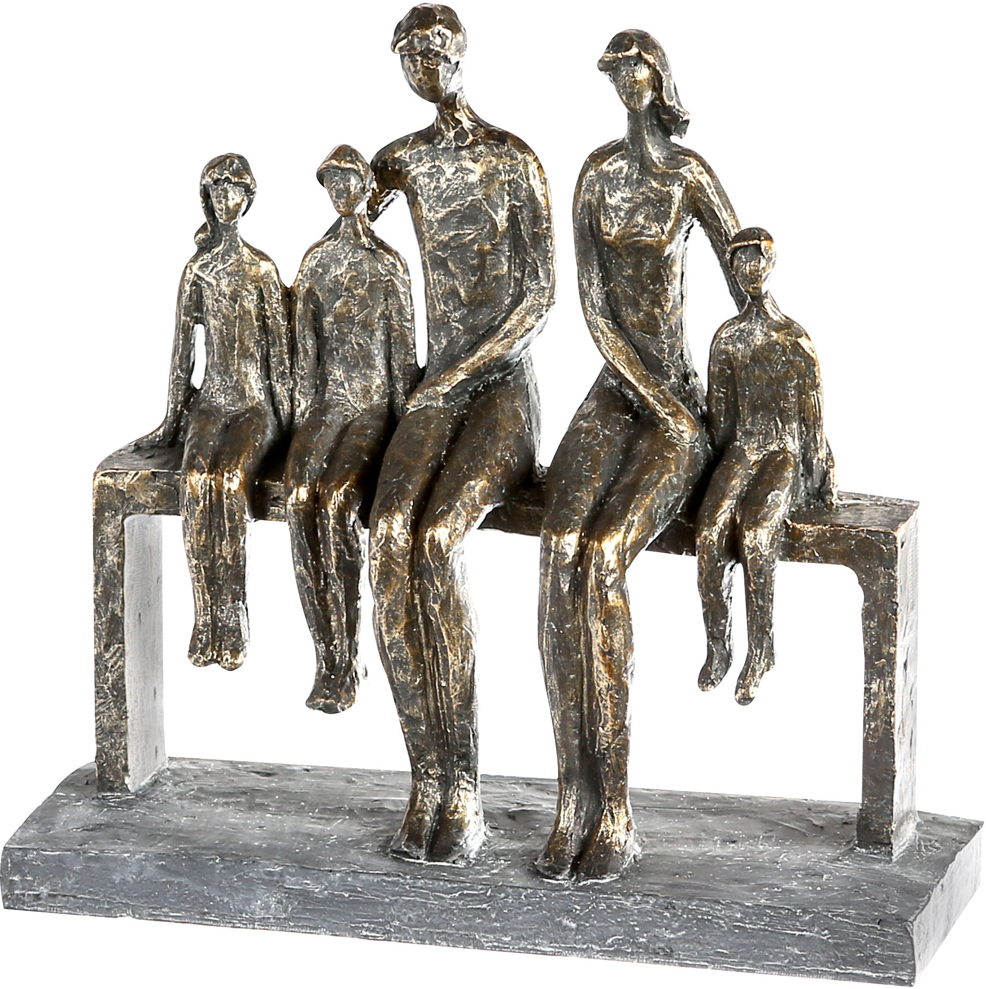 Casablanca by Gilde Dekofigur »Skulptur We are family, bronzefarben/grau« Dekoobjekt, Höhe 26 cm, Familie, mit Spruchanhänger, Wohnzimmer