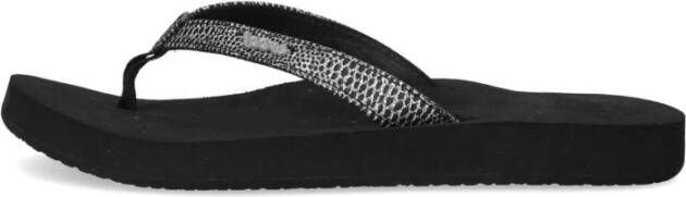 Reef Star Cushion Sassyblack Silver Dames Slippers Zwart Zilver