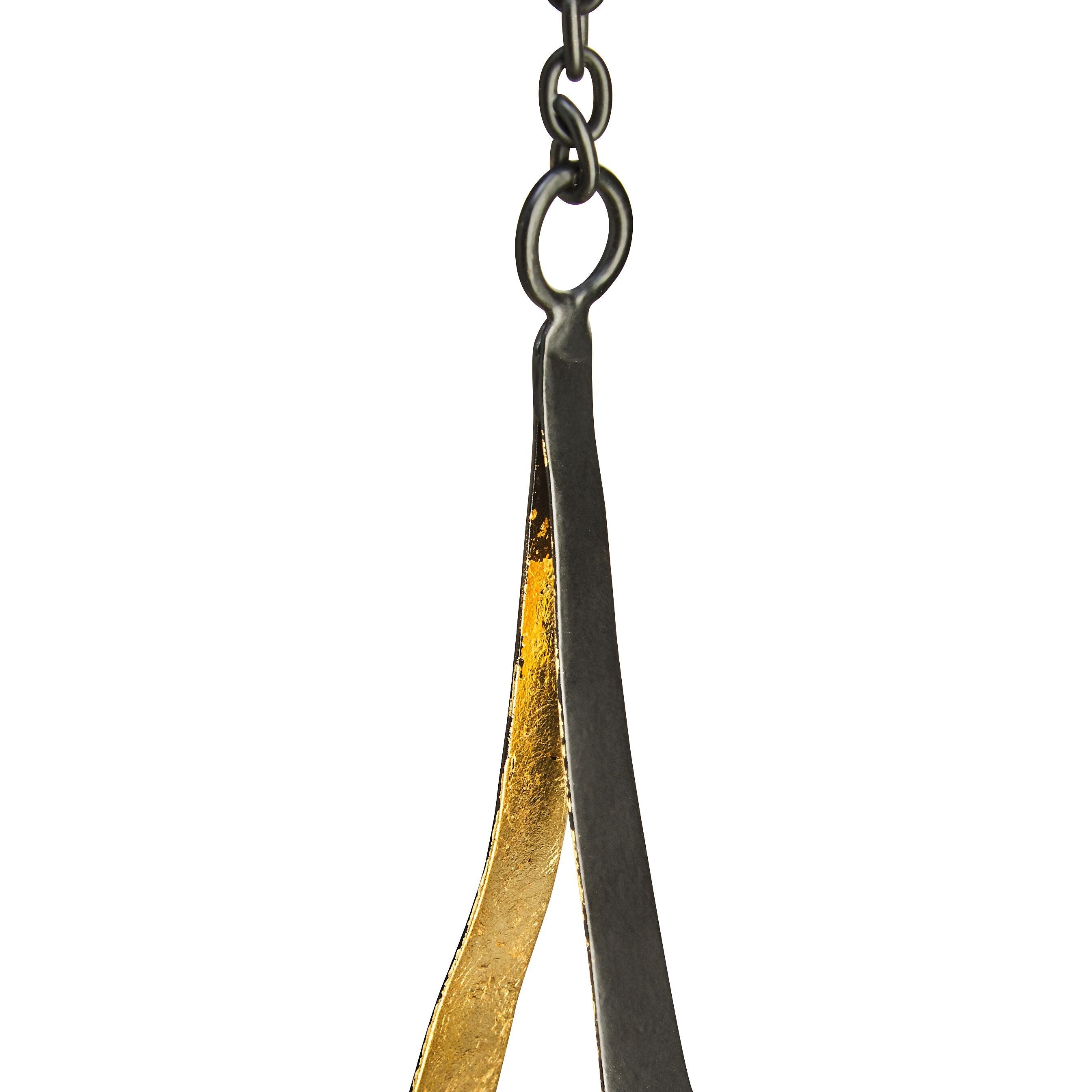 TESSA Hänge-Windlicht - Gold, Schwarz / B: 13.5 cm x T: 13.5 cm x H: 25.0 cm