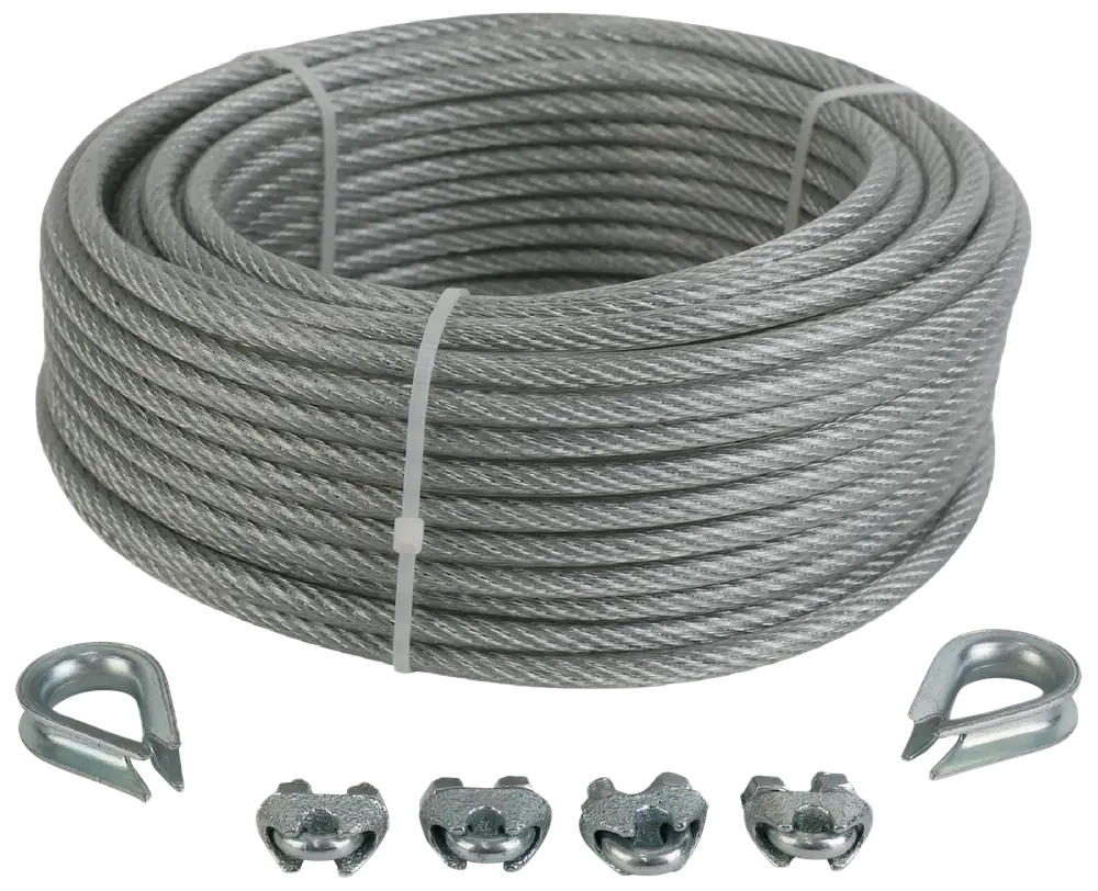 Stålwiresæt Ø6 mm 25 meter PVC