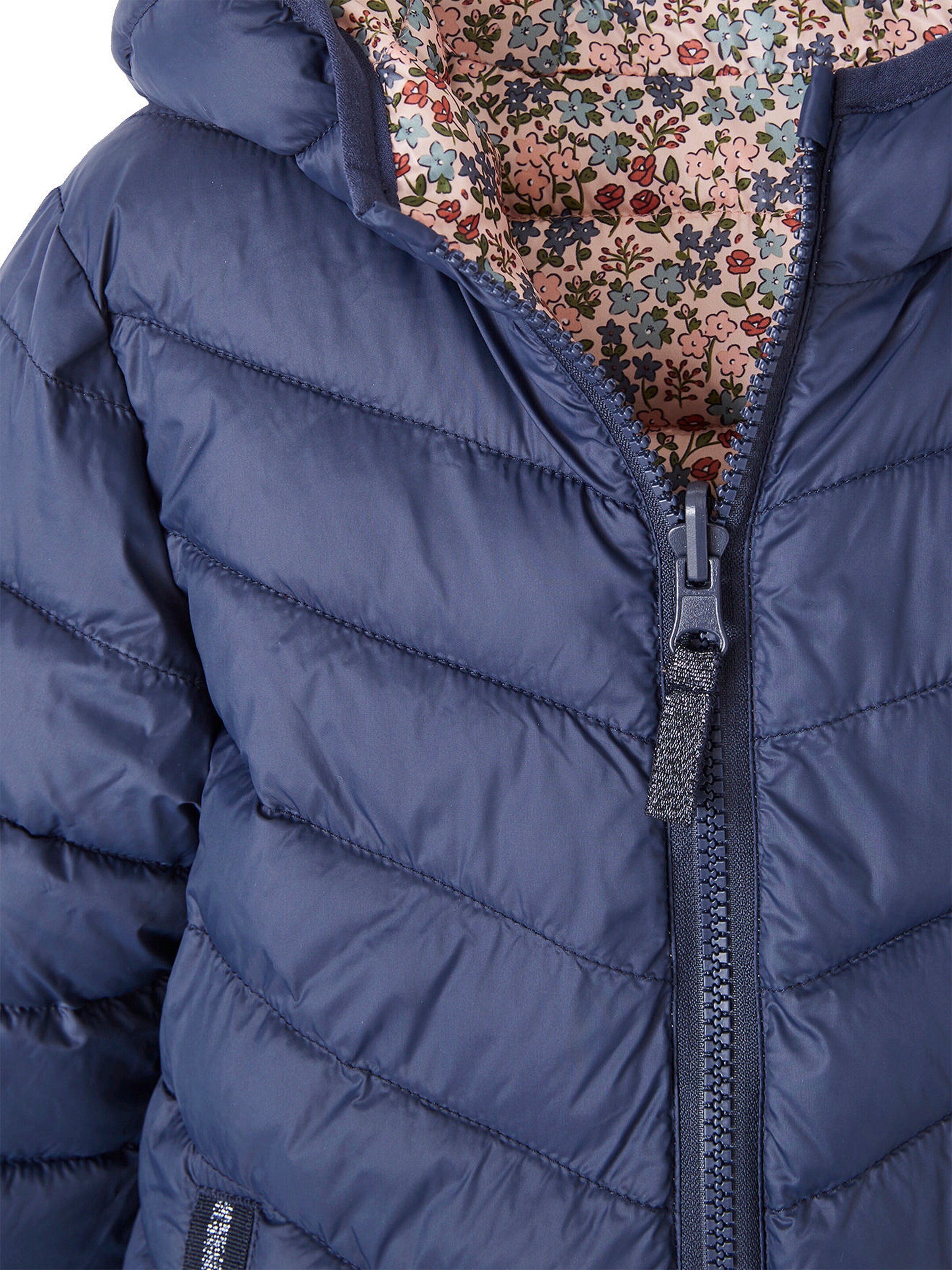 Vertbaudet Wendbare Mädchen Light-Steppjacke, Kapuze, Recycling-Polyester nachtblau