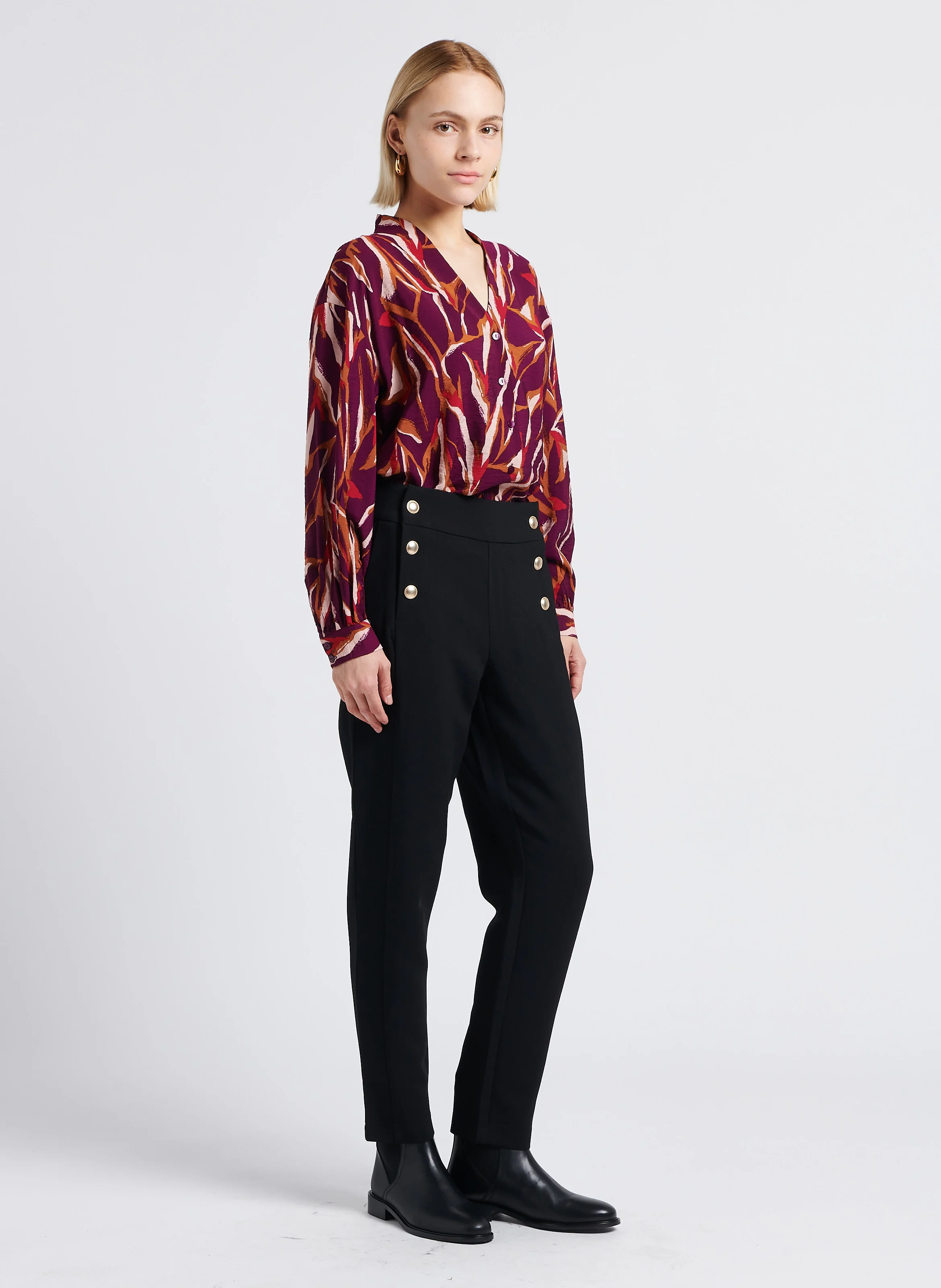 WINNIE - Pantalon taille haute droit | Noir