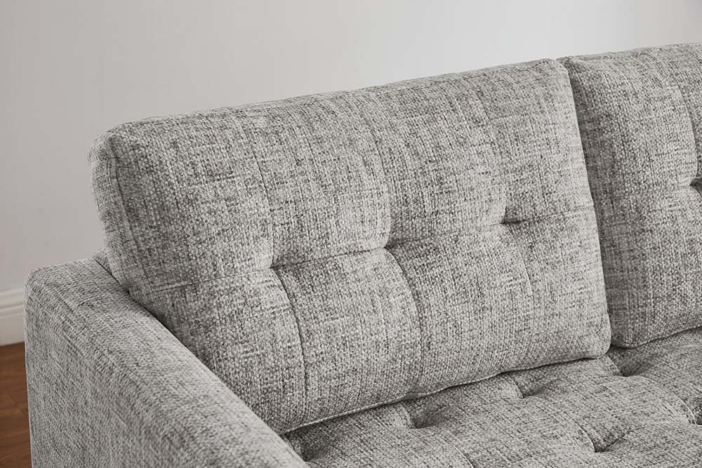 Modernes Ecksofa STOCKHOLM 220cm grau cozy Veloursstrickstoff Federkern 3-Sitzer-Sofa