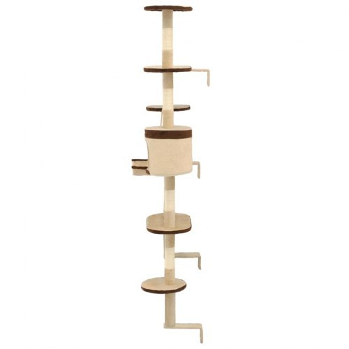 Arranhador de parede com postes de sisal marrom