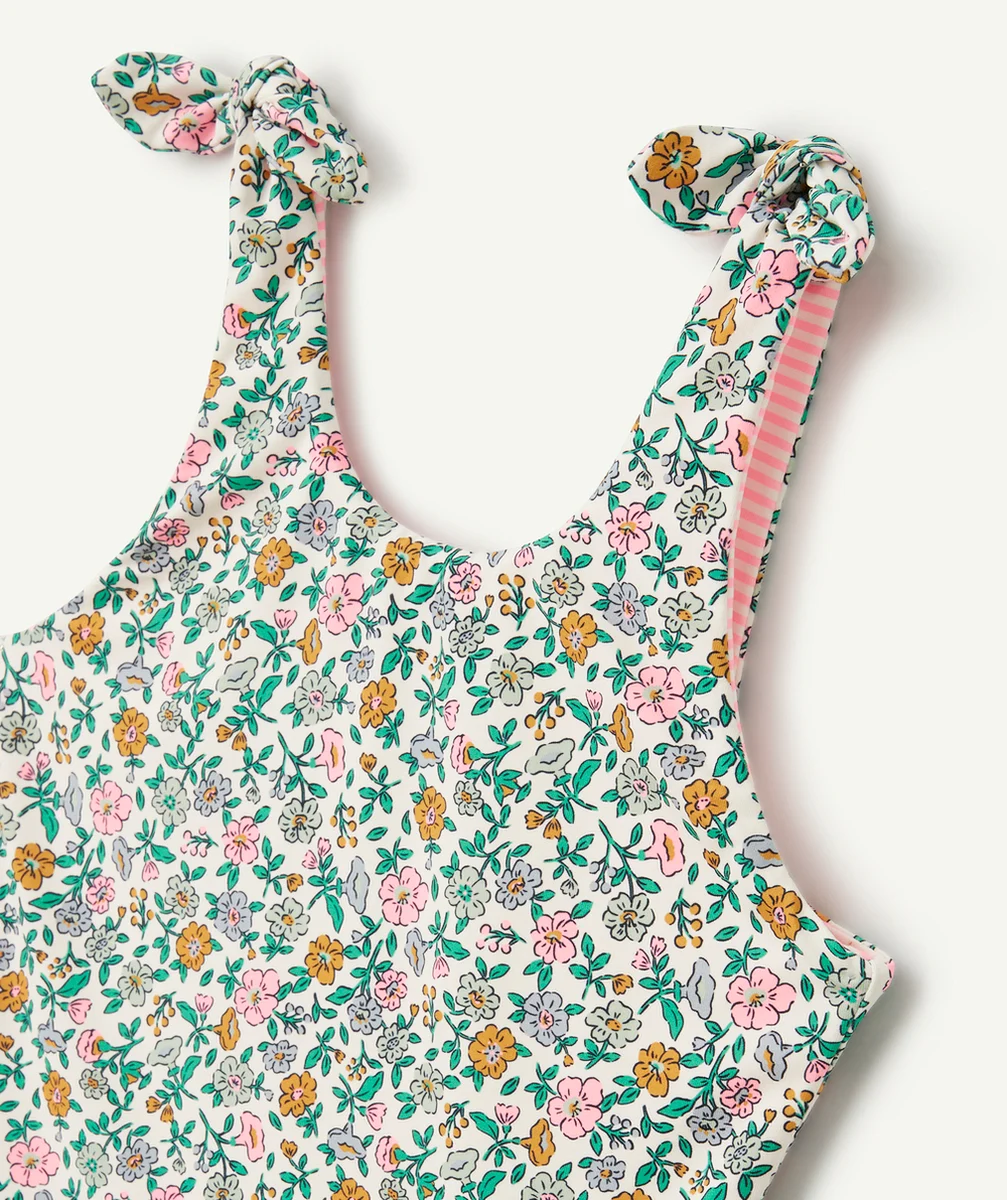 MAILLOT DE BAIN 1 PIÈCE RÉVERSIBLE FILLE EN FIBRES RECYCLÉES AVEC IMPRIMÉS