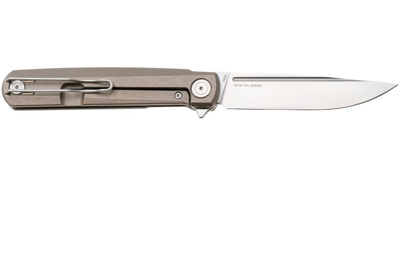 Real Steel G-Frame 7874TS02 Satin N690, Tan Bronze Titanium, zakmes, Ostap Hel design