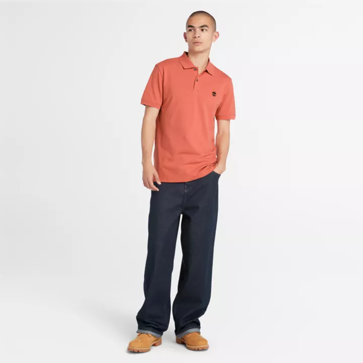 Polo stretch Merrymeeting River pour homme en orange clair