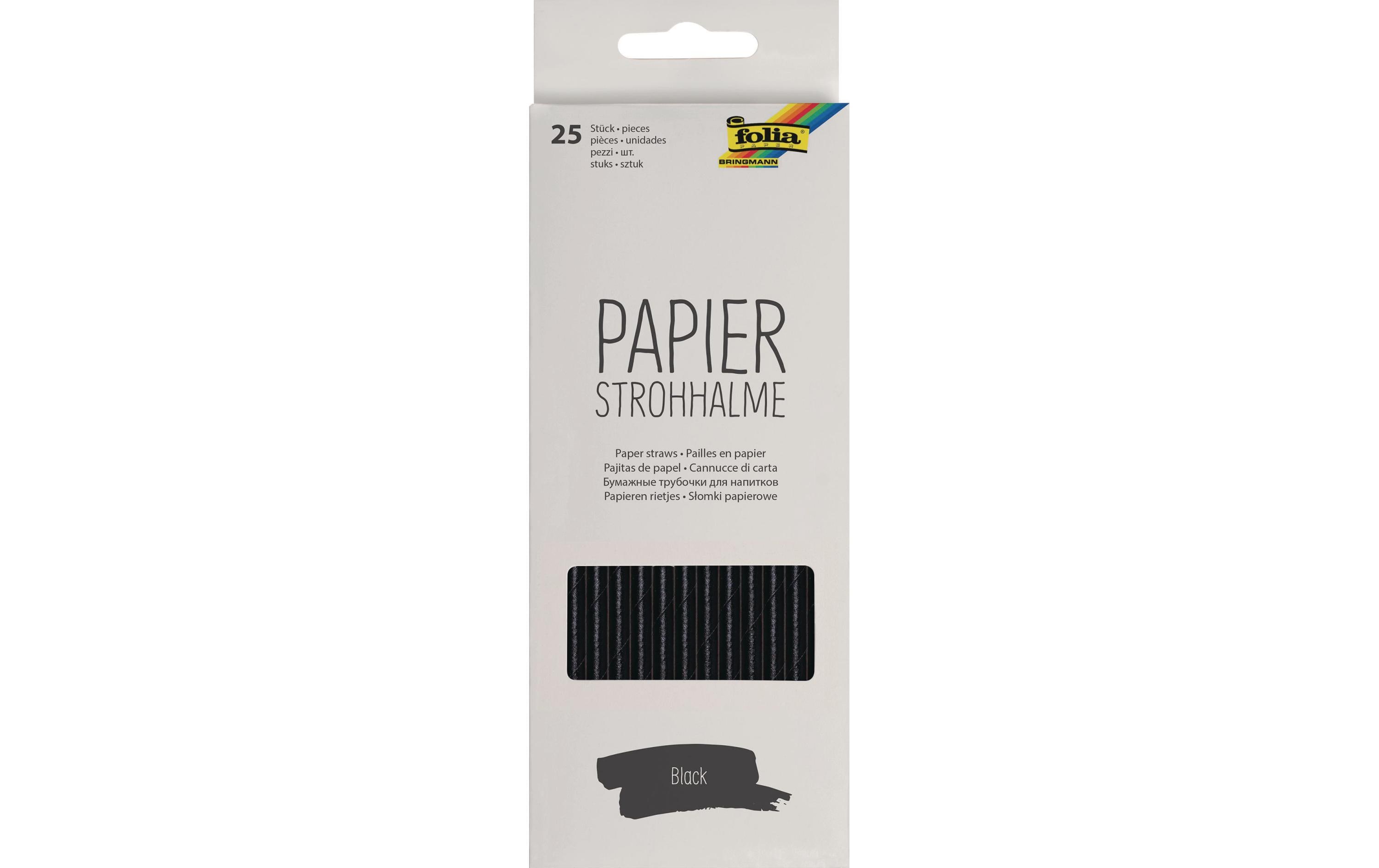Strohhalm Papier, 25 Stück, SchwarzPapierstrohhalme in Schwarz