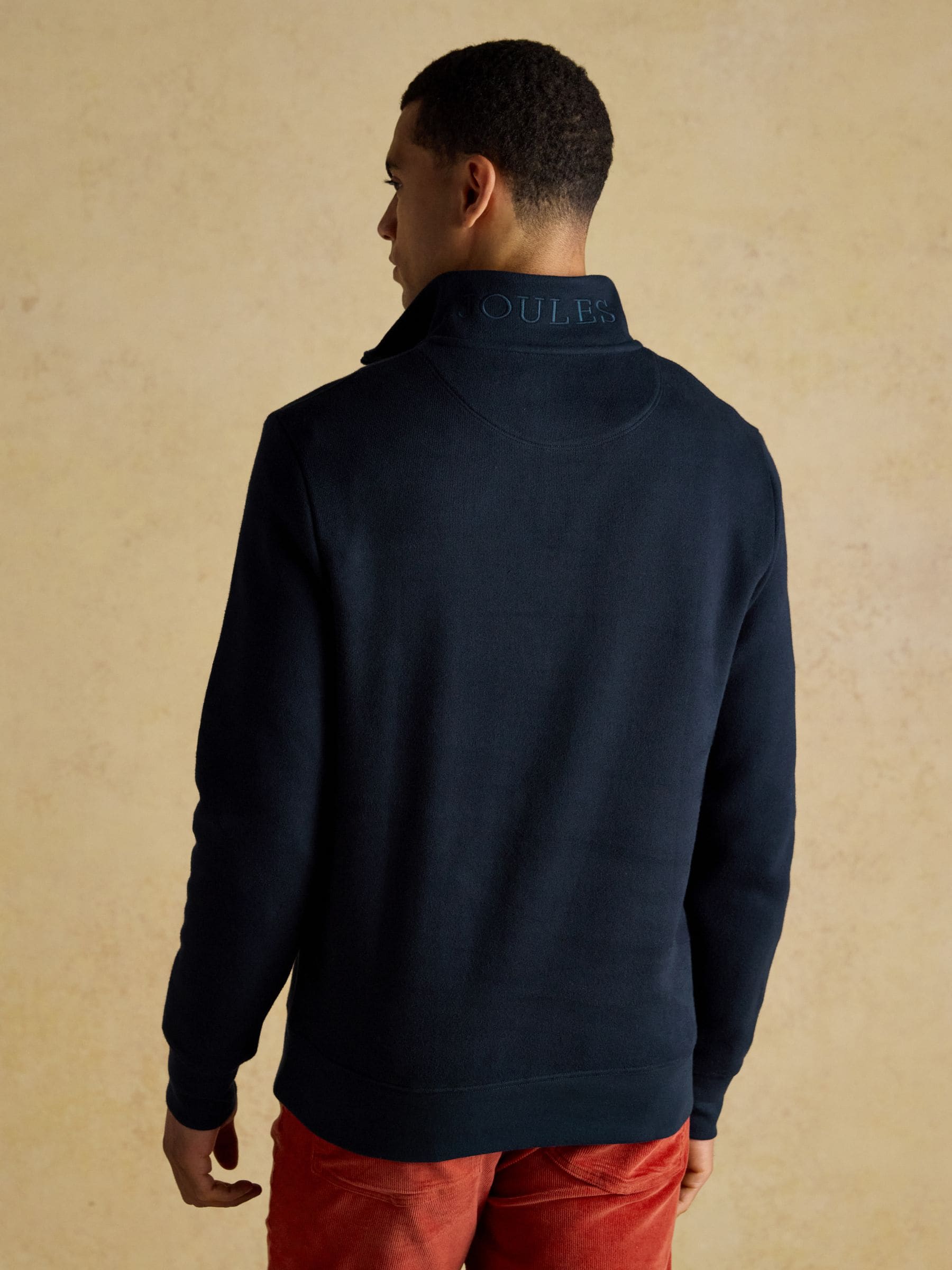 Marineblauw - Joules Alistair French Ribbed Knit Quarter Zip Sweatshirt