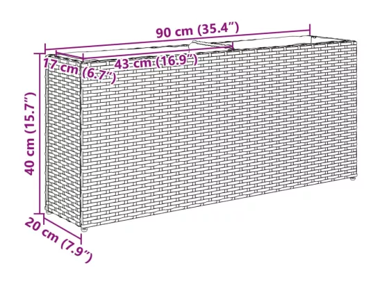Jardinières avec 2 pots 2 pcs marron 90x20x40 cm résine tressée