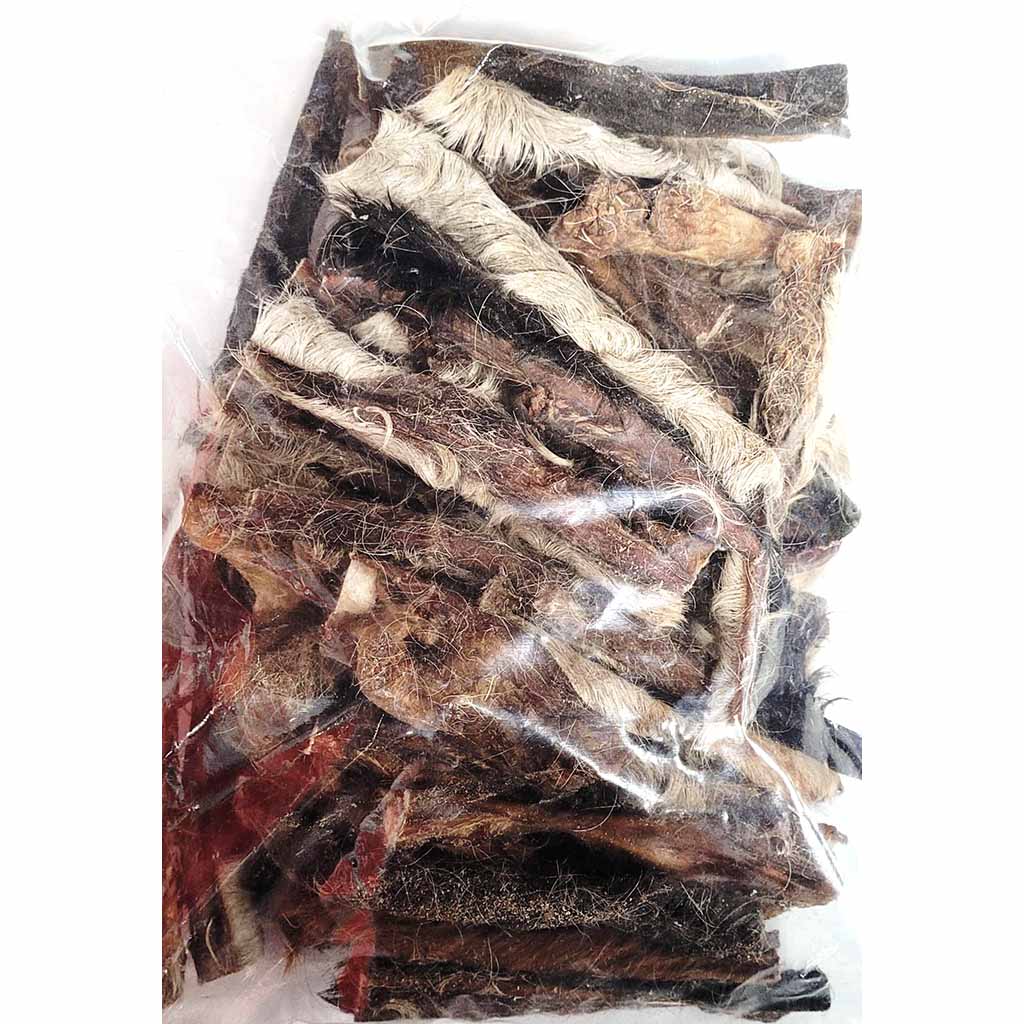 Hundesnack Rinderkopfhaut mit Fell 500 g MHD:14.9.26