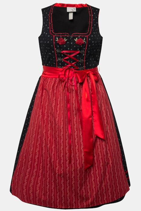 Dirndl, Blütenstickerei, Carree-Ausschnitt, ärmellos