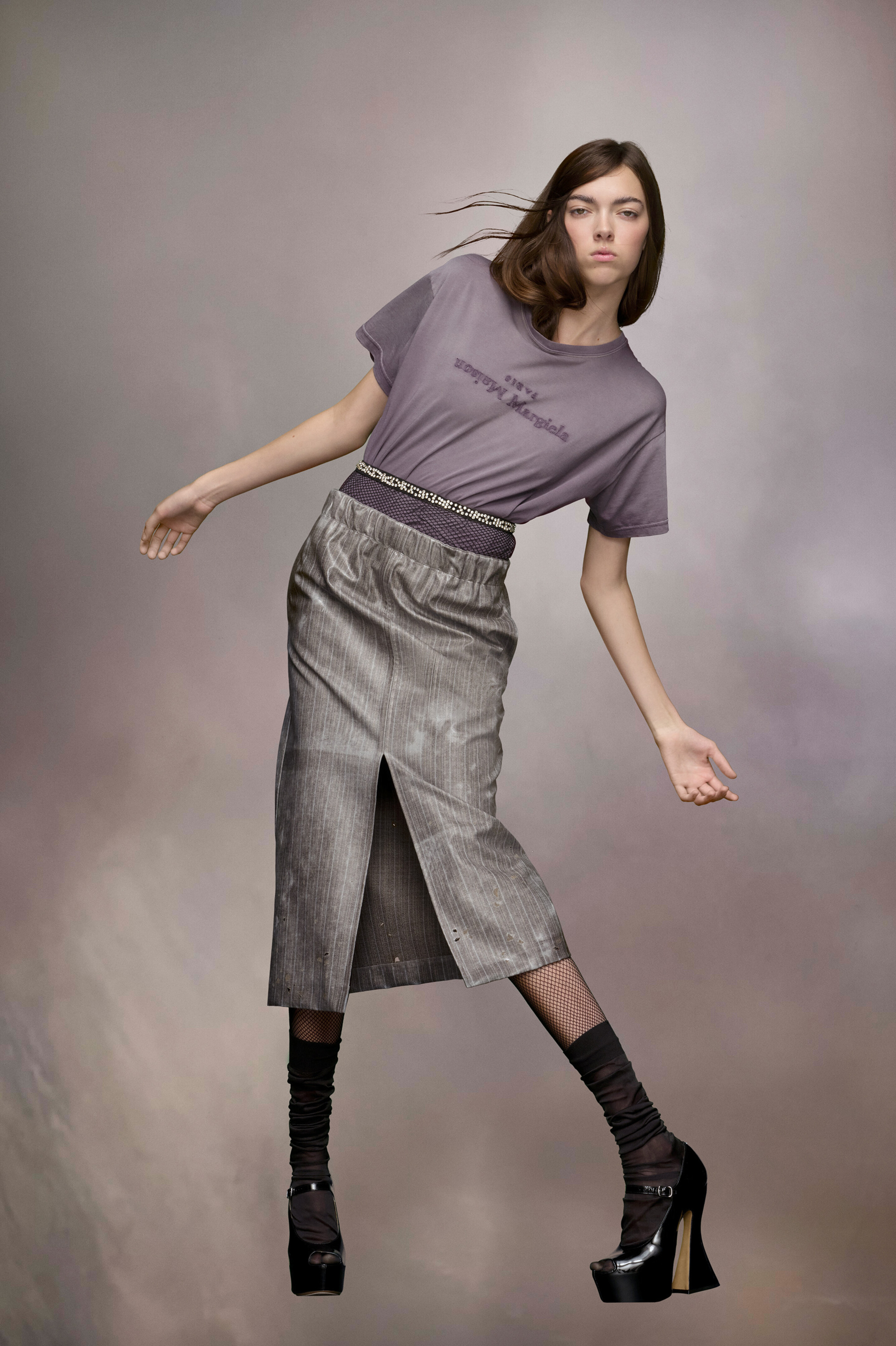 T-shirt à logo inversé pourpre en coton pour femme Aubergine