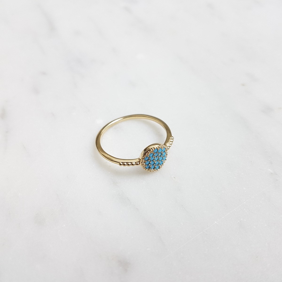 Bague Fine Plaqué Or Pierres Precieuses Turquoise