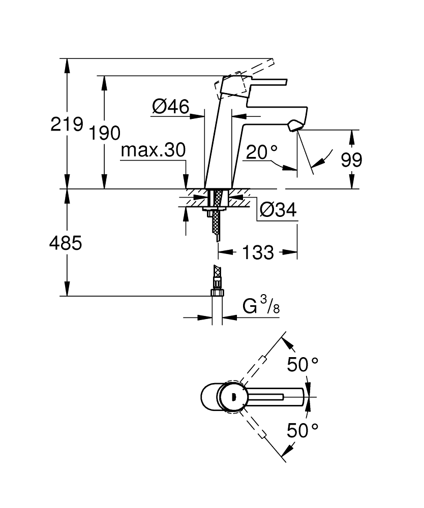 Grohe Concetto 1-gats wastafelkraan medium chroom