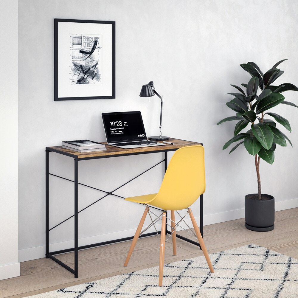 VICCO Loft Schreibtisch Fyrk Bürotisch Arbeitstisch PC Tisch Holz Natur 100 x 45 cm