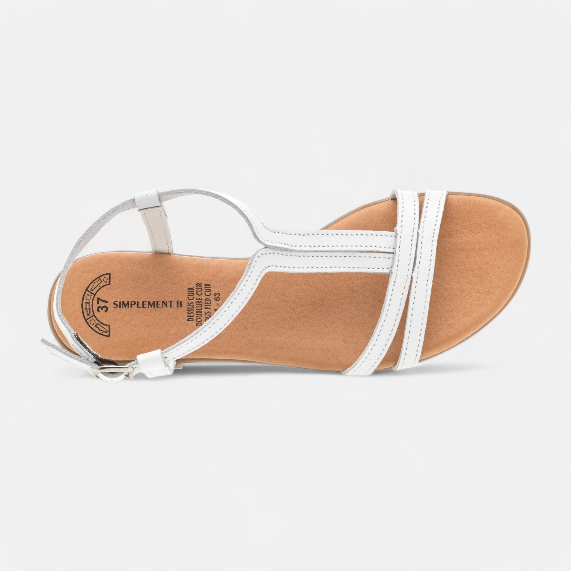 Sandales Femme en cuir blanc