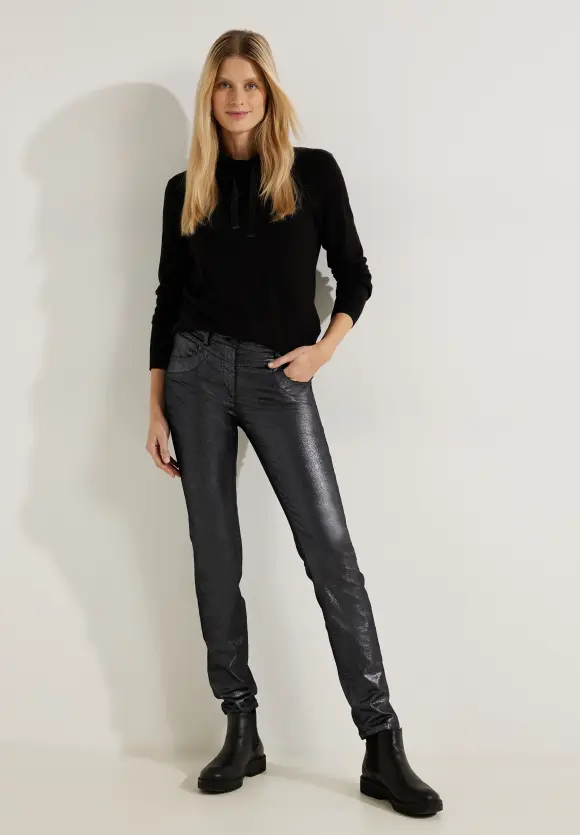 Casual Fit Hose mit Coating - silver metallic