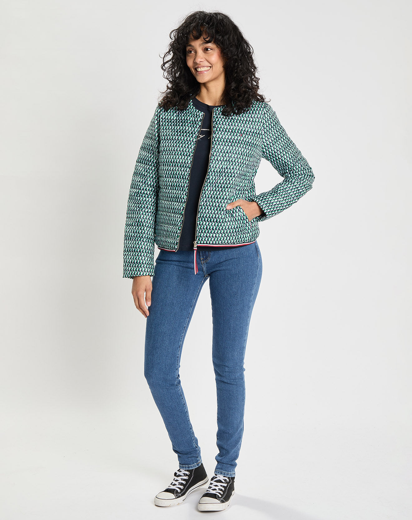 Tommy Hilfiger Doudoune fine imprimée vert/blanc/bleu marine