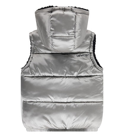 Levis Dynevest m. Fleece - Vendbar - Sølv/Sort