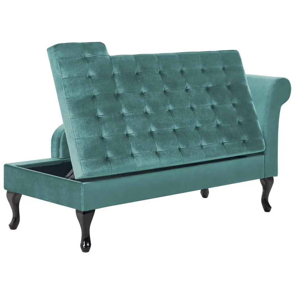 PESSAC - Chaise longue - Groenblauw - Rechterzijde - Fluweel