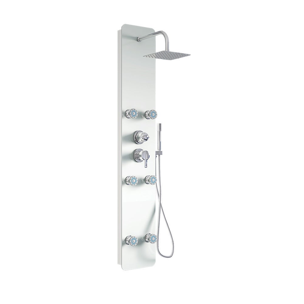 Home Deluxe - Douchepaneel - DIVE White - Afmetingen: 150 x 25 x 9 cm, Front: Glas, incl. regendouchekop en complete accessoires