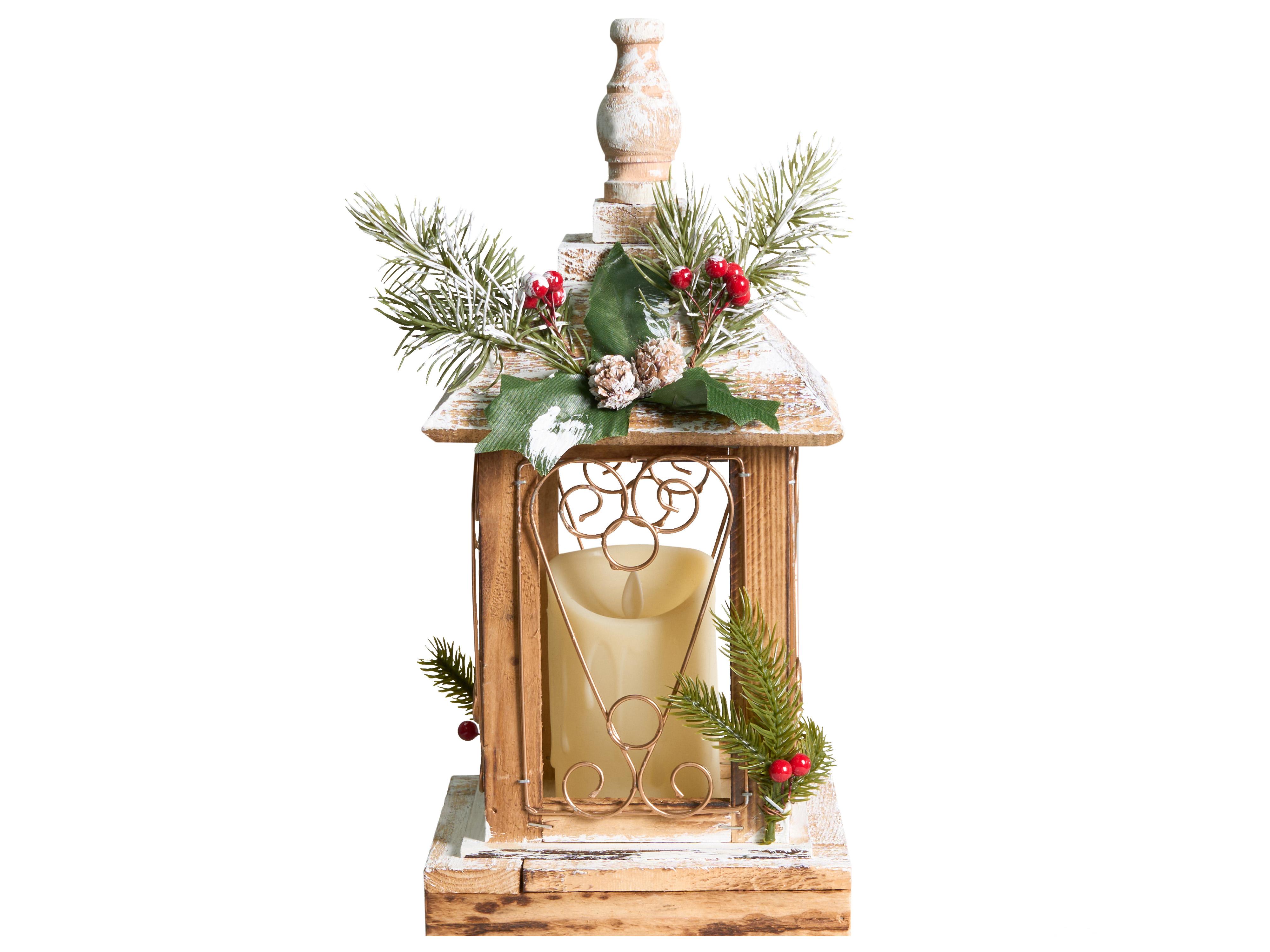 LED lantaarn SAIMA Kerstpatroon 40 cm Donkerbruin